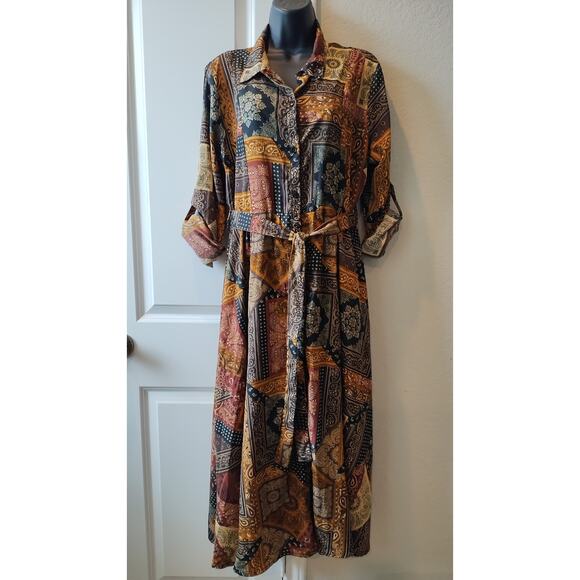 Truly 4 you Women's Lennon Style Hippie Bohemian Long Shirt Dress XL - Picture 1 of 16